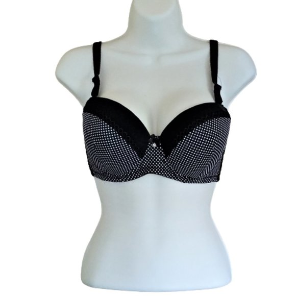 Binnys Other - 36D Black/White Polka Dot Push Up, Underwire Convertible Padded Bra NWT